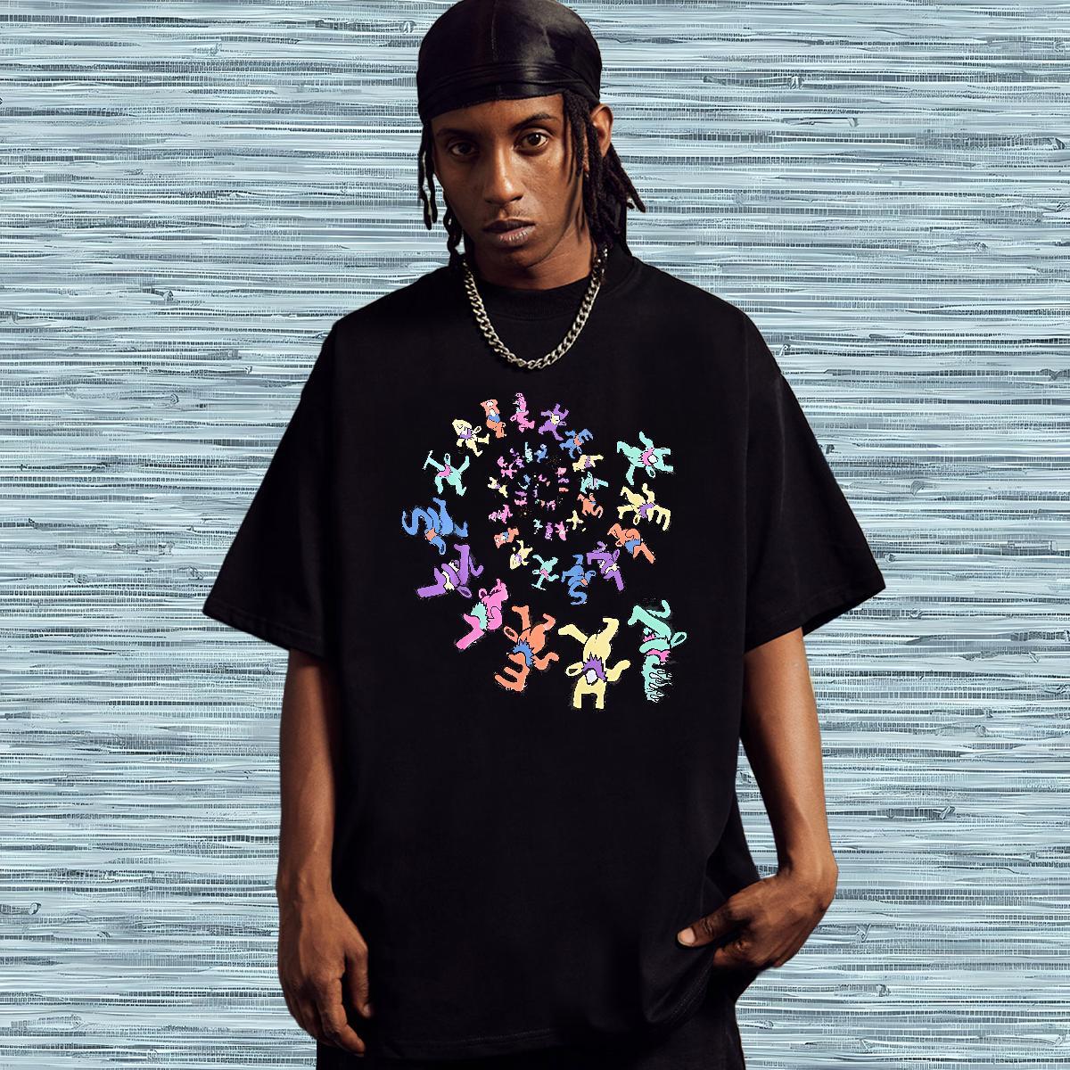 Mens T Shirts 100% Cotton 230g letter Casual Daily Wear Pure Cotton Floral Print Men Clothes T-Shirt 2024 TOP Quality Tops Shirt