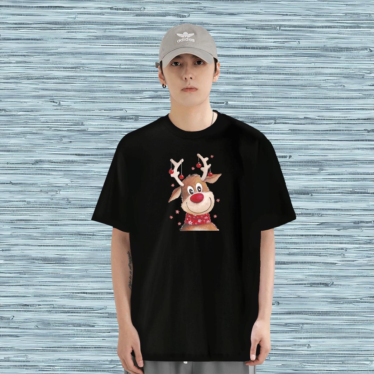 T Shirt For Man 100% Cotton 230g Christmas Daily Outfit Round Neck Short Sleeve Custom Printing Tshirts Fashion Casual Soft Tee Shirt