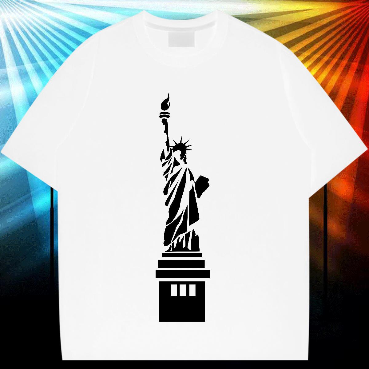 Fashion Design T Shirt For Man 230g 100% Cotton the Statue of Liberty Sport Tshirts Crew Neck Comfortable Couples T Shirts Custom Anime