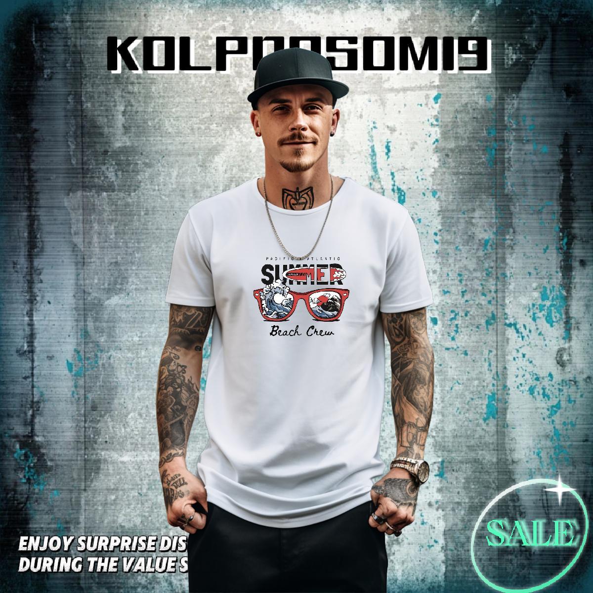 Cool Design Men Tees 230g Pure Cotton Home Outdoor sea wave Cartoon Print Breathable Crew Neck Stylist T Shirt For Man Tees Shirts