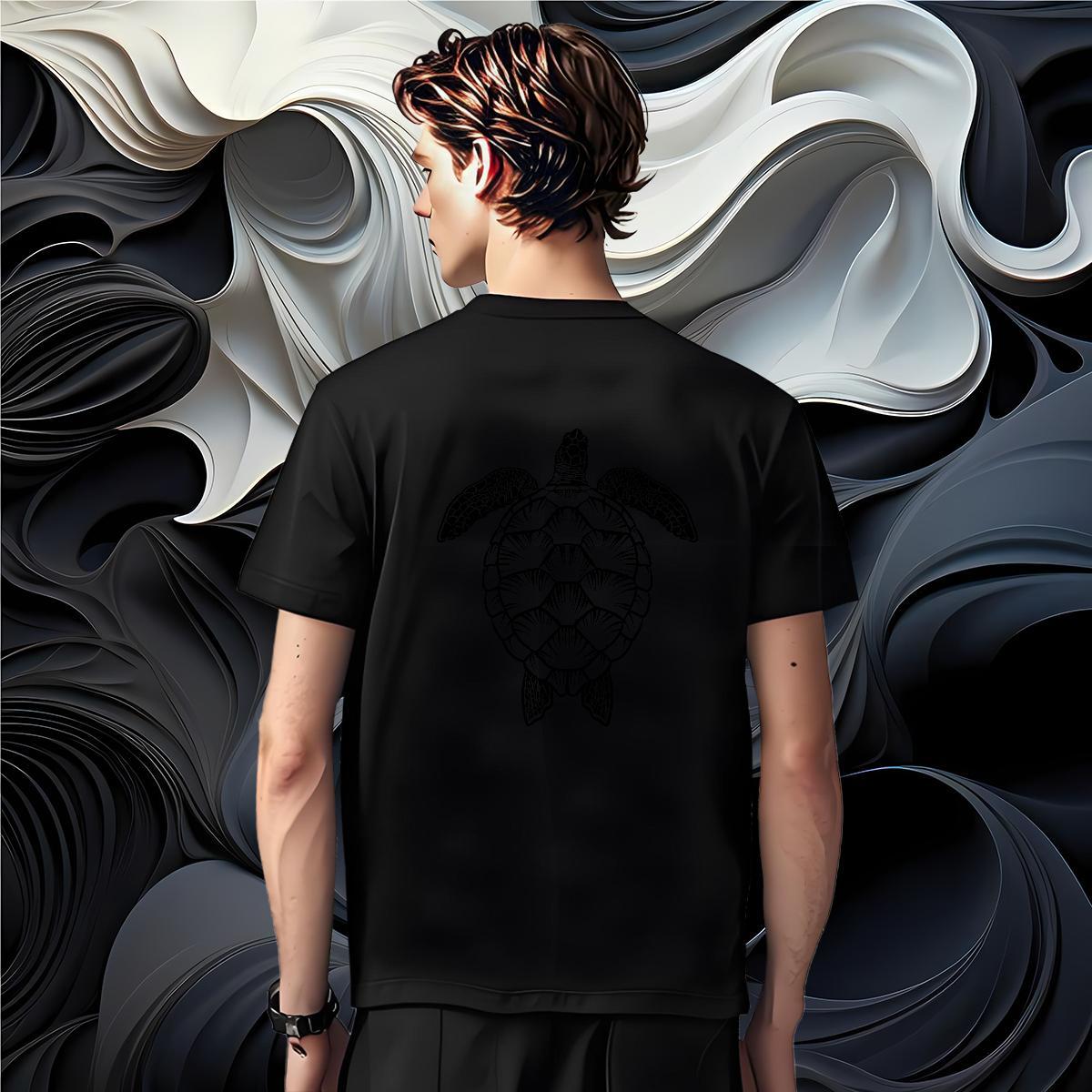 Loose Fit Tshirt for Man Woman 230g Pure Cotton tortoise T-Shirts for Men Spring Summer Breathable Short Sleeve Cartoon Print Fashion Casual Tops Tees