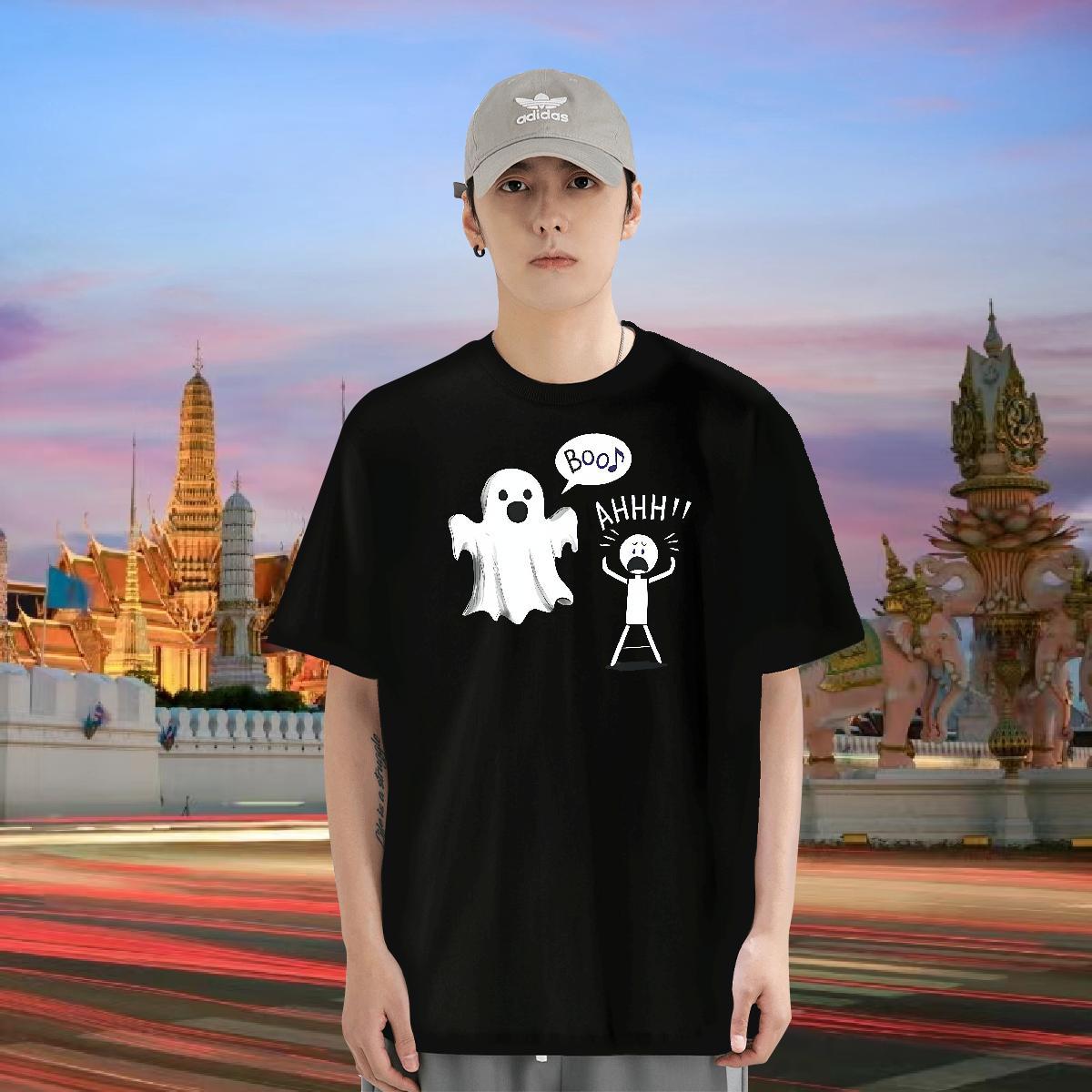 T Shirts Men 230g Cotton halloween Anime Printing Street O Neck Short Sleeves Skull Men Tshirts Free Shipping Designer Tops Tees