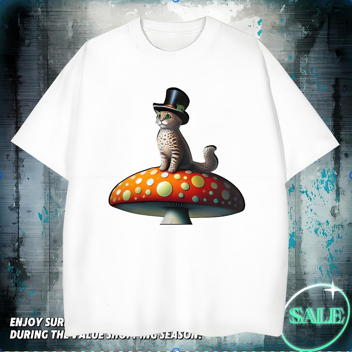 Wholesale T Shirt For Man 100% Cotton 230g cat Daily Outfit Tshirts Breathable Crew Neck Loose Fit Men Tshirts Graphic