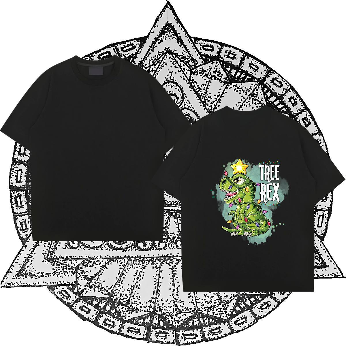 2024 New Mens T Shirts 100% Cotton 230g dinosaur Anime Printing Street Clothings Breathable Loose Men Tops Tees Custom Big Size