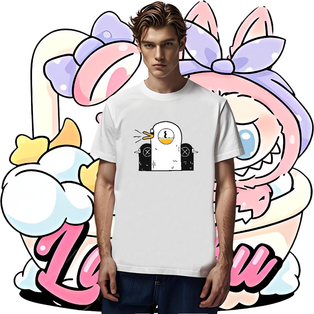 2024 Summer T Shirt For Man 230g Pure Cotton chicken Casual Tees Round Neck Short Sleeve Cool Mens Tshirts DIY Printed