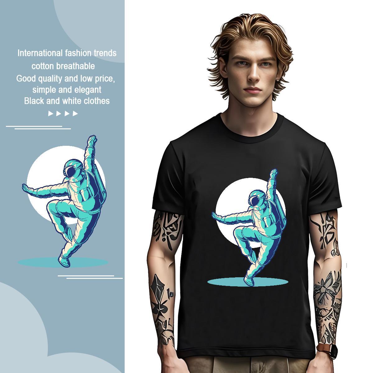 T-Shirts 230g Cotton cosmonaut Street Wear Breathable Crew Neck DIY Printed Mens Tshirts 2024 Designer Loose Fit Tees Shirts