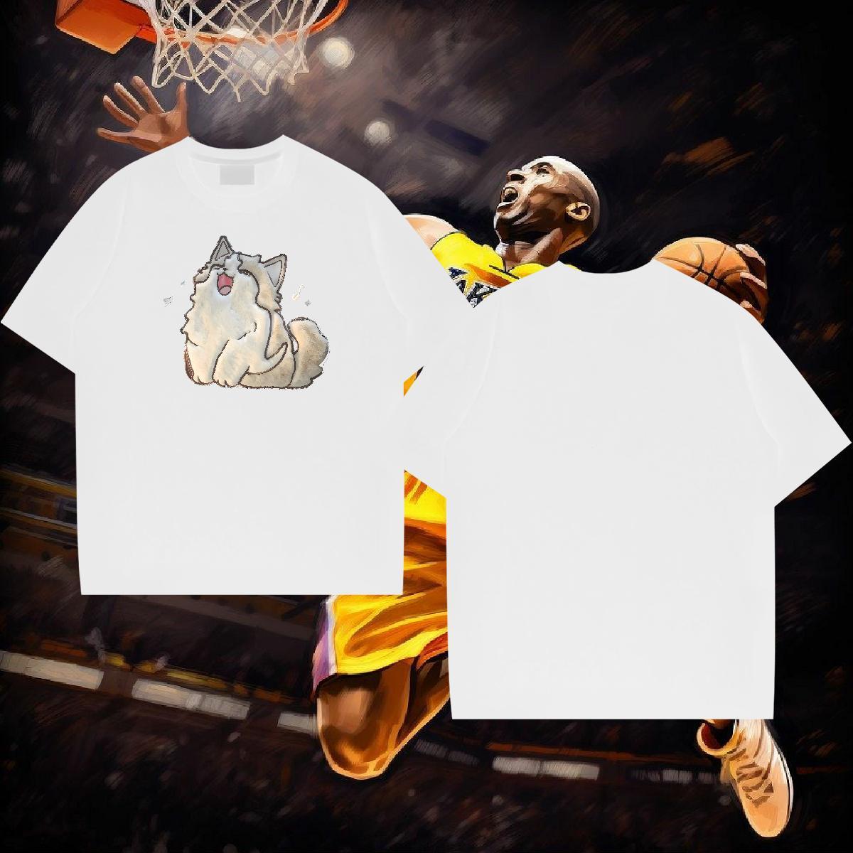 New Arrival T Shirts Men 230g Cotton cute Hip Hop Tops Crew Neck Cool Men Tops Tees Black White