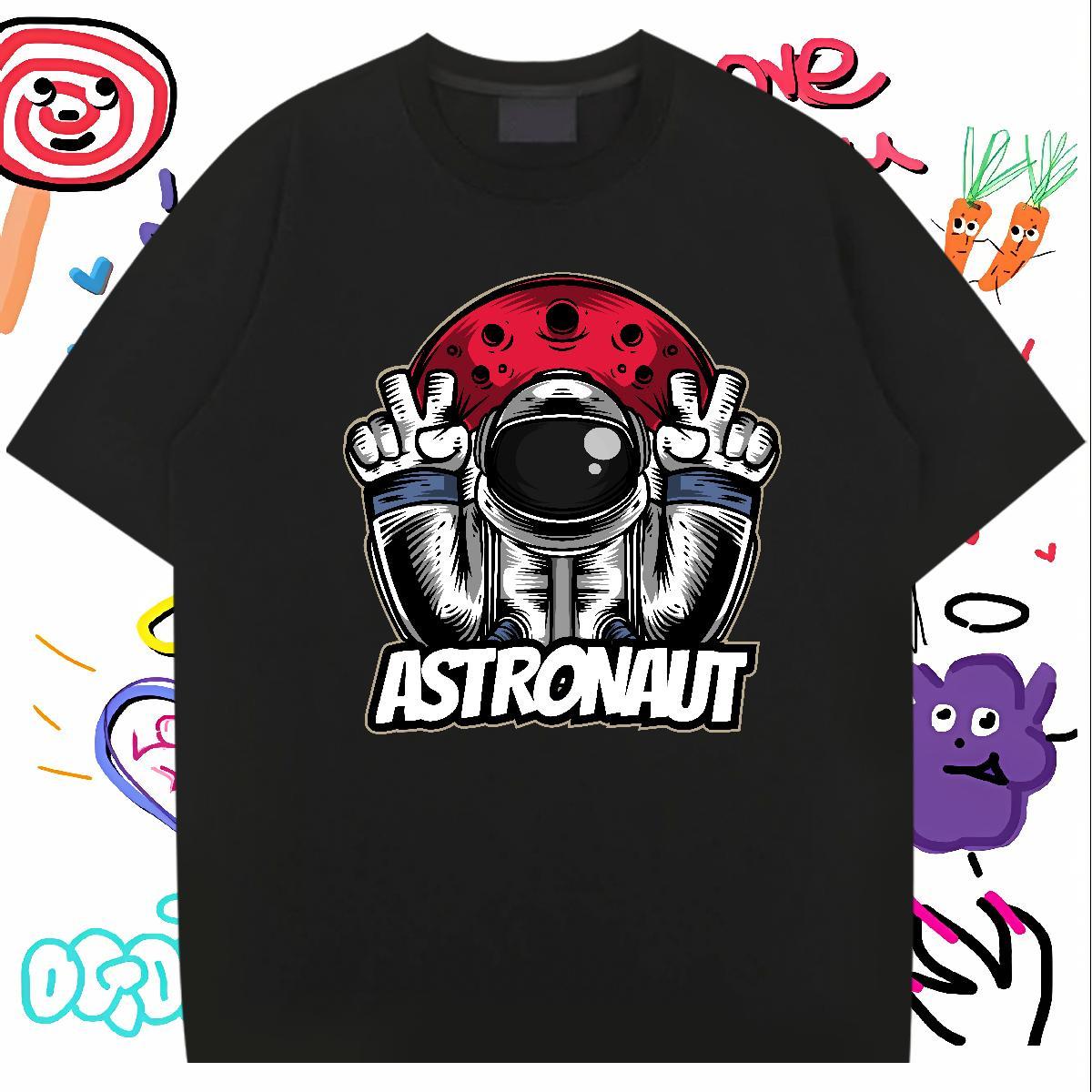T-Shirts for Men 230g 100% Cotton cosmonaut Street Wear Pure Cotton DIY Printed Tshirt for Man Woman 2024 DIY Designer Tops Tees
