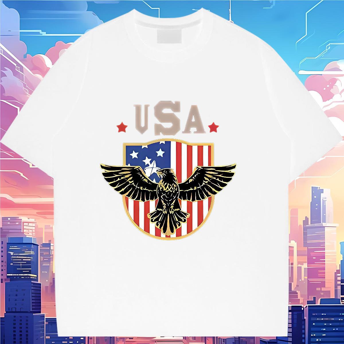 Lady T-Shirts for Women Short Sleeve O-Neck Couples T Shirts Anime eagle Casual Sport 230g Pure Cotton New Arrival Tops Shirt