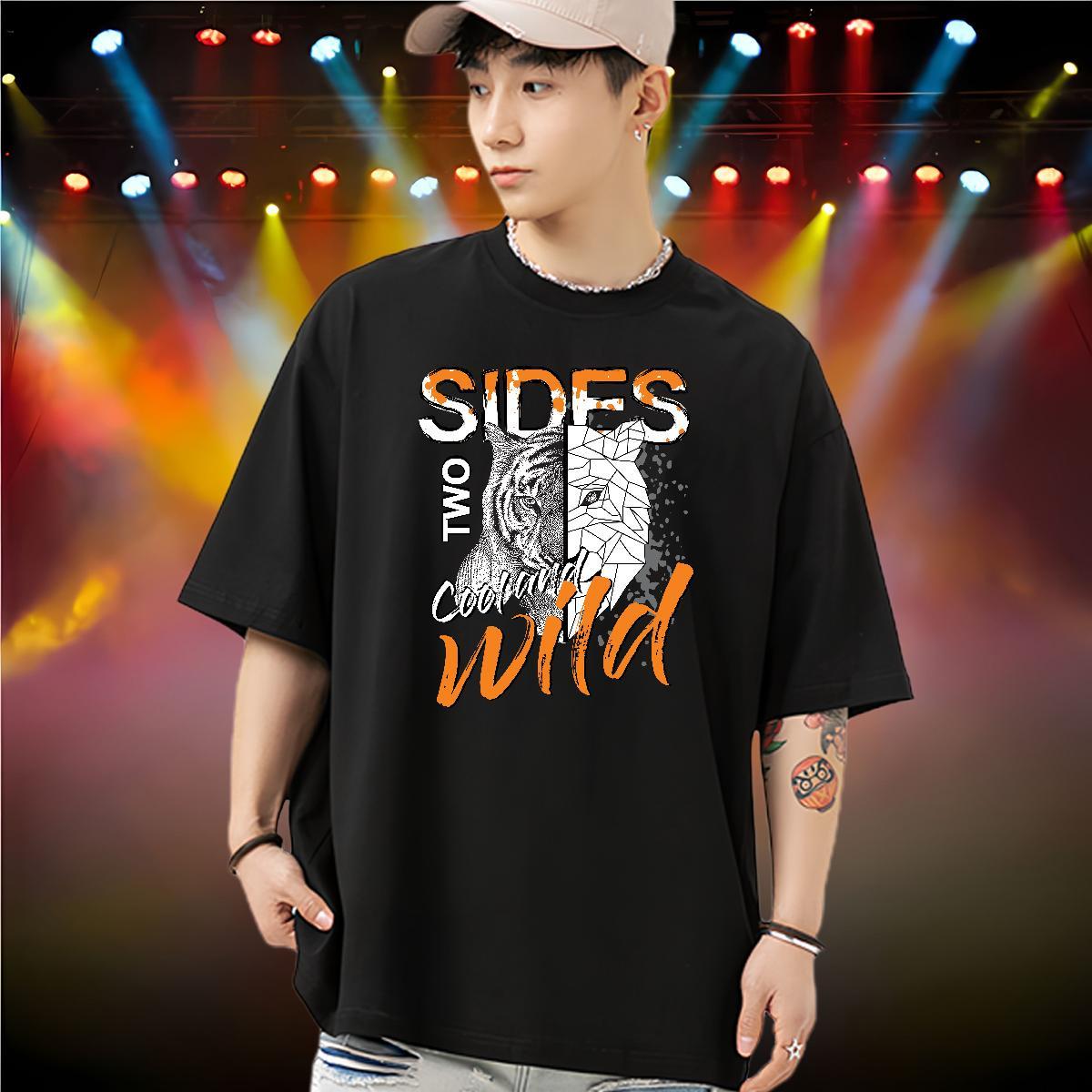 Wholesale Men T Shirts 230g 100% Cotton Daily Outfit Clothes Short Sleeve Soft High Quality Men Tshirts Anime