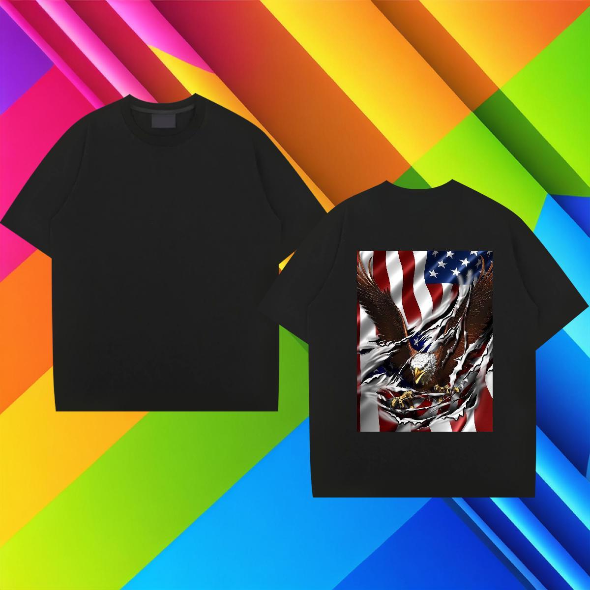 2024 Men T Shirts 100% Cotton 230g eagle Sports Casual Clothings Round Neck Short Sleeve Soft Men Tops Tees DIY Printed