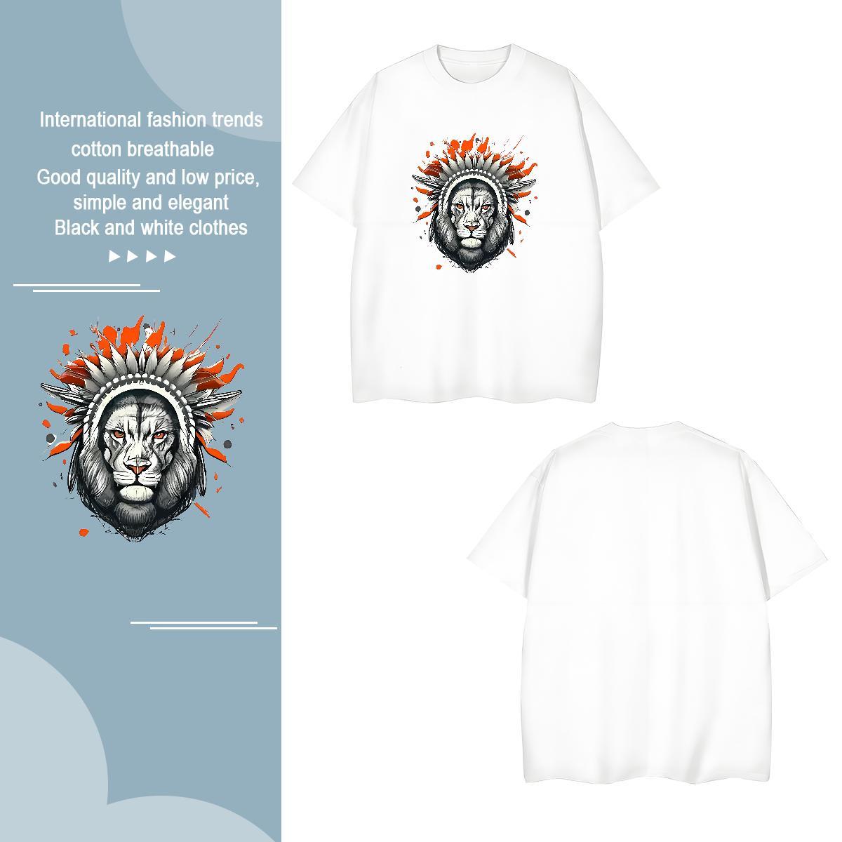 Soft Tshirt for Man Woman 230g 100% Cotton lion Mens T Shirts Hip Hop Street Crew Neck Plus Size Cartoon 2024 Designer Tops Shirt