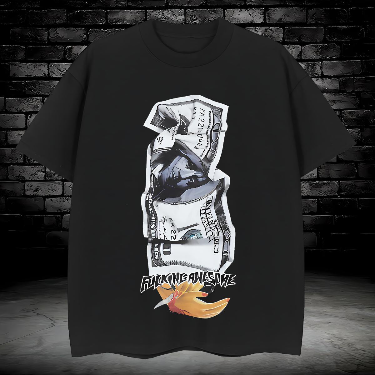 T Shirts Men 100% Cotton 230g money Street Wear Breathable Crew Neck Skull Men Tops Tees Designer Fashion Comfortable Top Tees