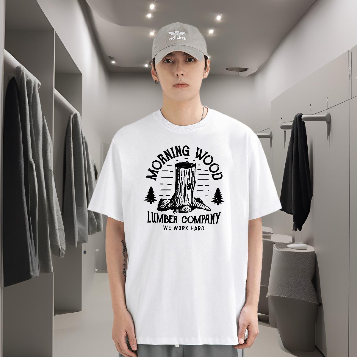 T-Shirts for Men 230g Pure Cotton tree High Street Hip Hop Breathable Short Sleeve Oversized 3XL 4XL Tshirts Brand TOP Quality Clothes