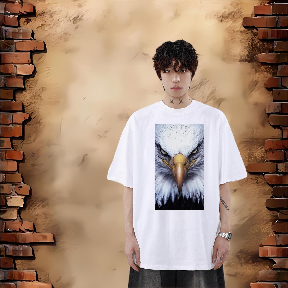 Customized Mens T Shirts 100% Cotton 230g eagle Daily Wear Tees Shirts Breathable Crew Neck Soft Mens Tshirts Custom Print Plus Size