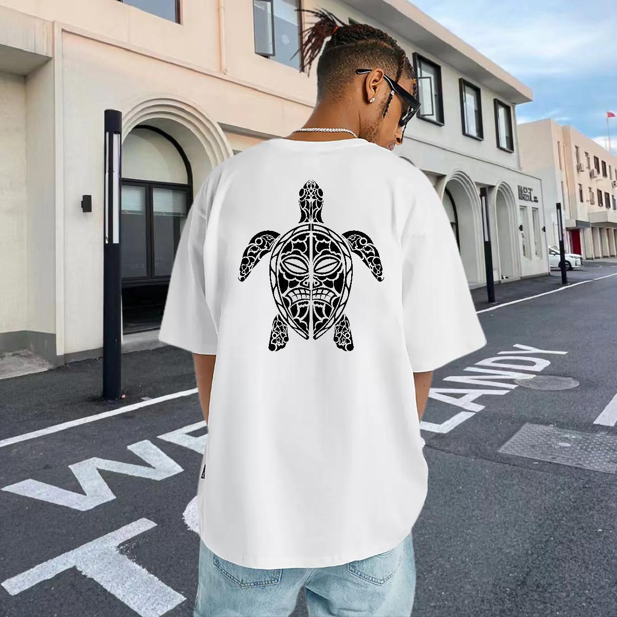 2024 DIY T Shirts Men 230g Pure Cotton tortoise Sports Casual Tops Shirt Breathable Short Sleeve Loose Men Tees Anime