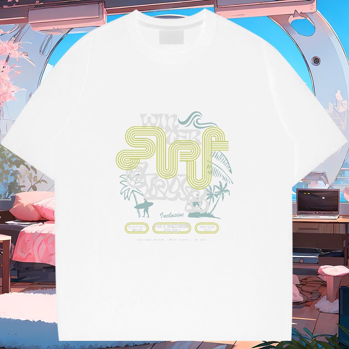 Brand Man T Shirts beach Tshirts 230g 100% Cotton Beach Wholesale Custom Print Plus Size Breathable Crew Neck Men Tops Tees