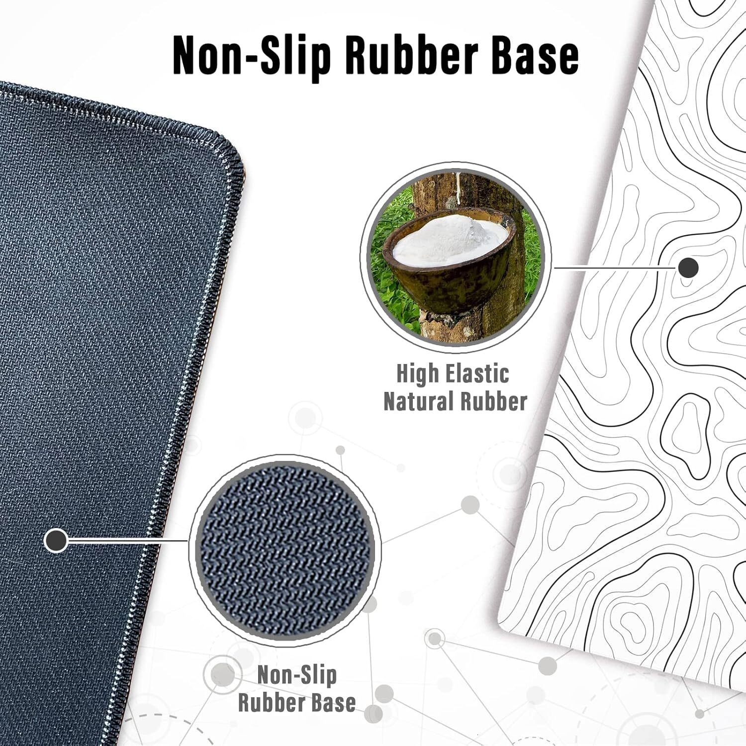 Ovenbird Large Gaming Mouse ed Edges, Minimalist Topographic Map Mat, Extended XL Mousepad with Anti-Slip Base, Cool Desk Pad for Keyboard and Mouse, 