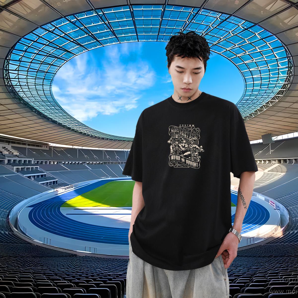 Wholesale Mens Tshirts 230g 100% Cotton Summer Casual Motorcycle DIY Crew Neck 2024 Summer T shirt Tee Shirt