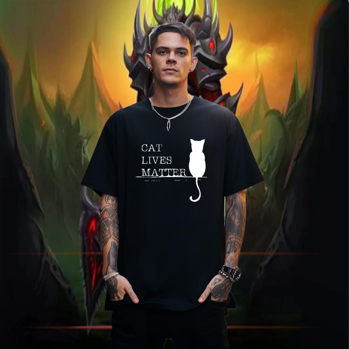 Classic Casual Men T Shirts 230g 100% Cotton cat Street Tees Shirts Pure Cotton High Quality Couples T Shirts Custom Printing