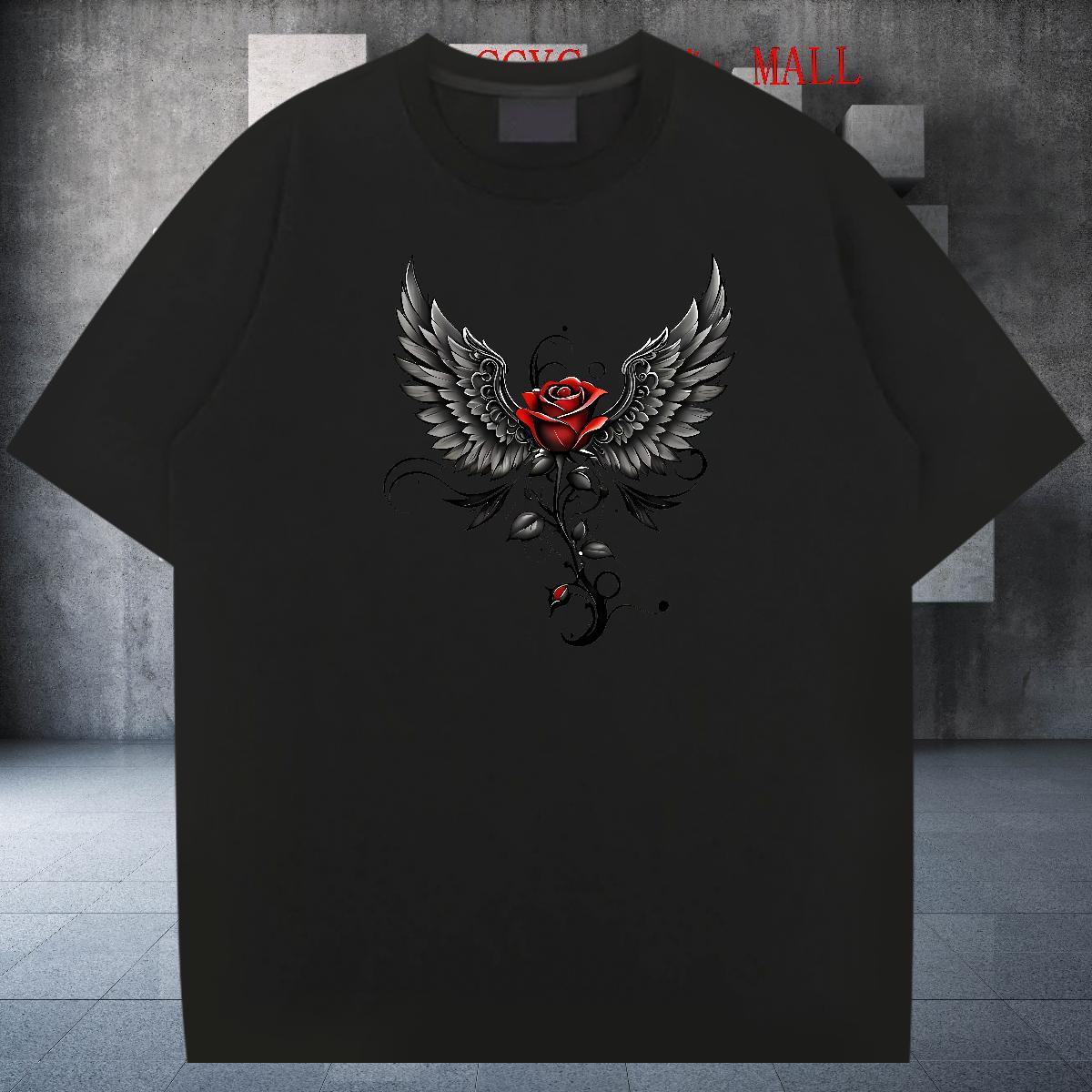 Wholesale Men Tshirts 230g 100% Cotton Daily Wear flower Custom Big Size Breathable Crew Neck New T-Shirts Tees