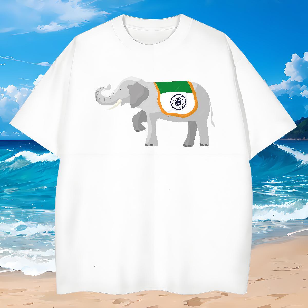 Custom Men T Shirts 100% Cotton 230g elephant Home Outdoor Wear Crew Neck Loose Fit Men Clothes T-Shirt Anime Print