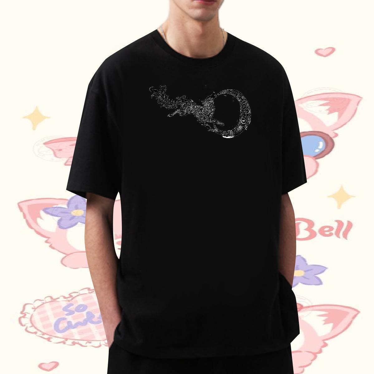 DIY Customized T Shirt For Man 230g Cotton wolf Hip Hop Street Top Tees Round Neck Short Sleeve Comfortable Men Tshirts DIY Printed