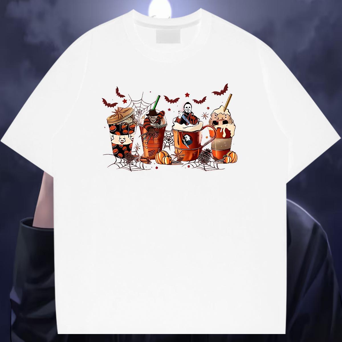 Free Shipping T-Shirts 100% Cotton 230g halloween Daily Outfit Clothings Short Sleeve Soft Wholesale Men Clothes T-Shirt Customized Print