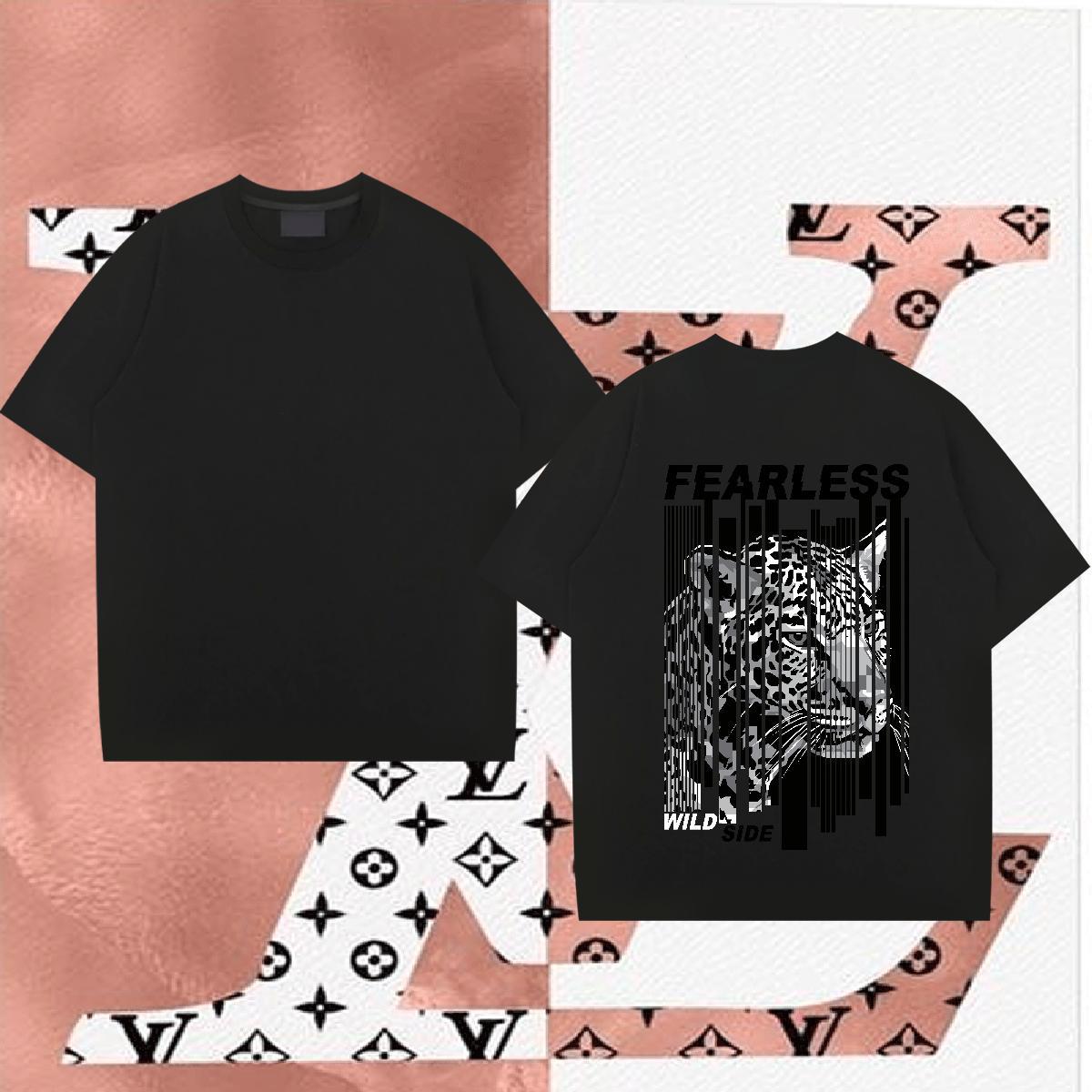 Fashion Casual T Shirt For Man 230g Pure Cotton leopard,letter,line Daily Wear Tops Breathable Loose Fit Men Clothes T-Shirt Oversized