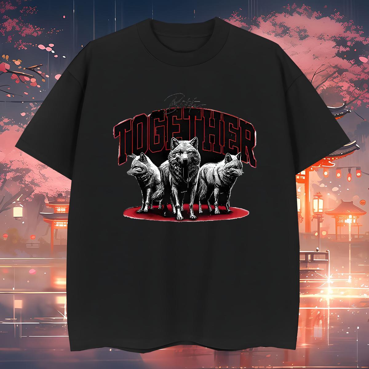 T-Shirts 230g Cotton wolf Hip Hop Breathable Soft Plus Size Custom Couples T Shirts Customized Popular Clothings