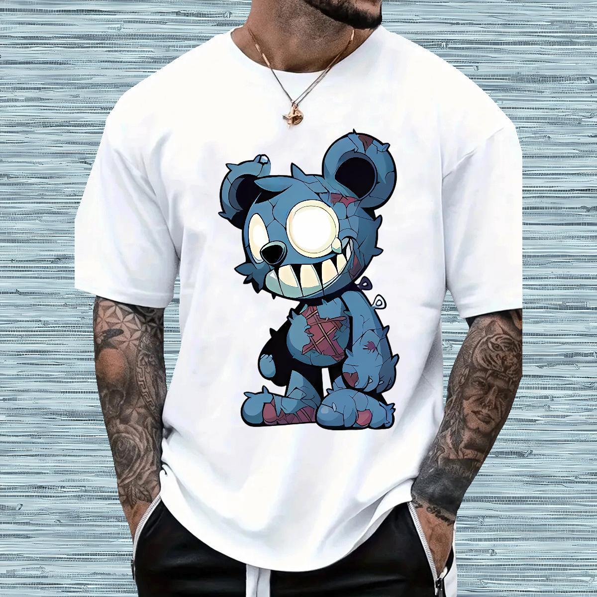Factory Direct T-Shirts for Men 100% Cotton 230g bear Daily Outfit Tee Shirt Breathable Crew Neck Wholesale Men Tees DIY