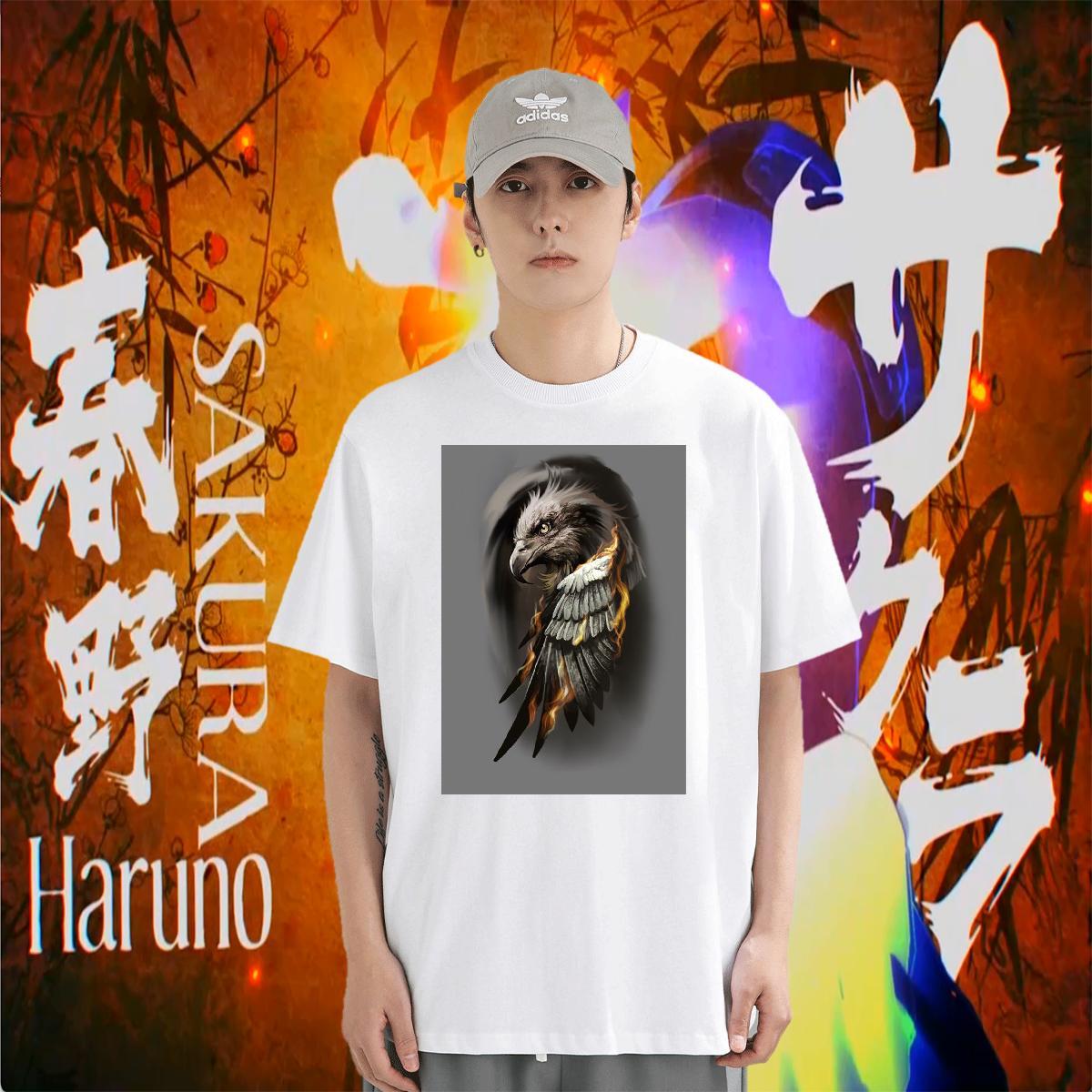 T Shirt For Man 230g Cotton eagle Casual Short Sleeve O-Neck Custom Anime Men Tees 2024 Summer Wholesale Tshirts