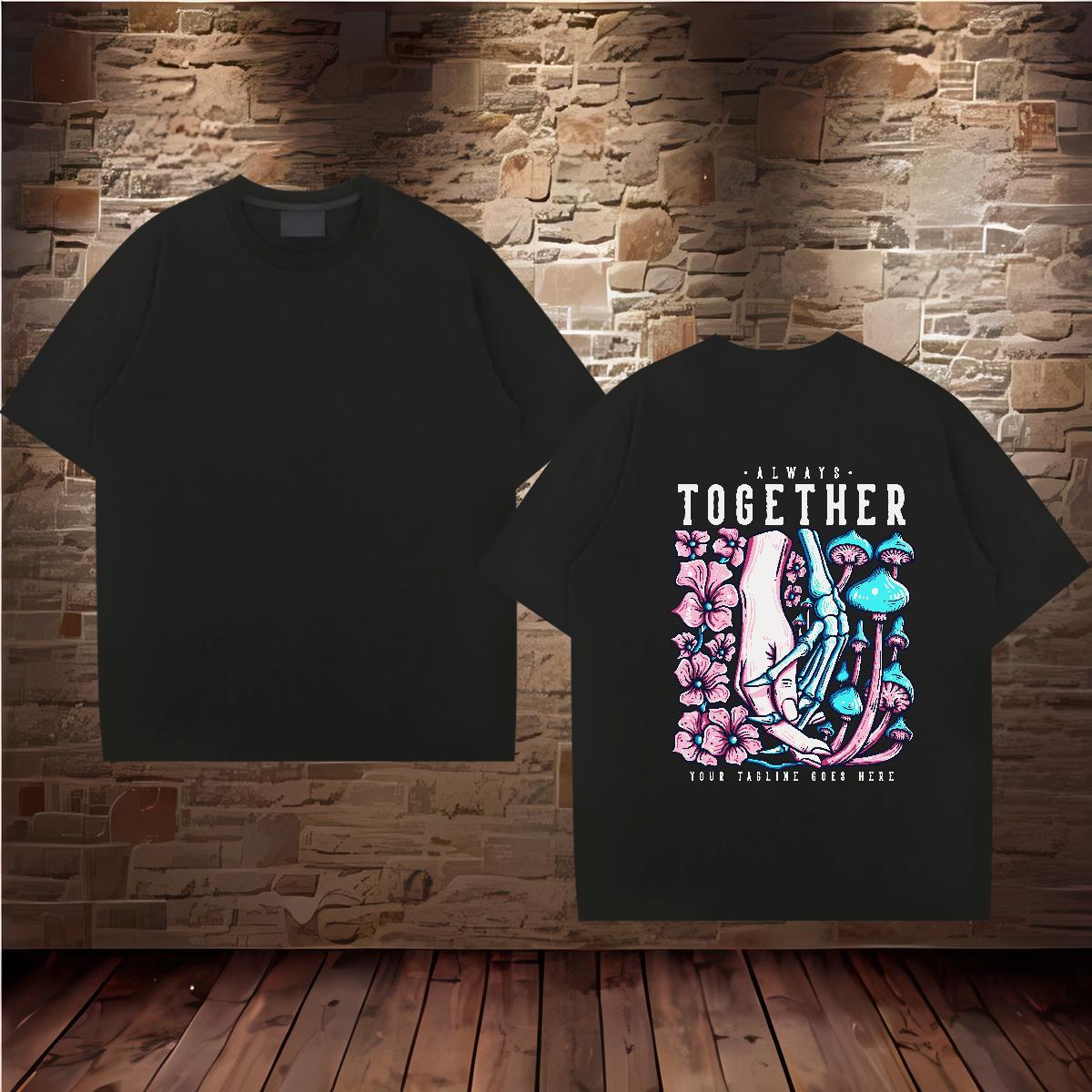 Designer T-Shirts 230g Pure Cotton mushroom Home Outdoor Tops Tees Crew Neck Breathable Brand Tshirts Cartoon Print