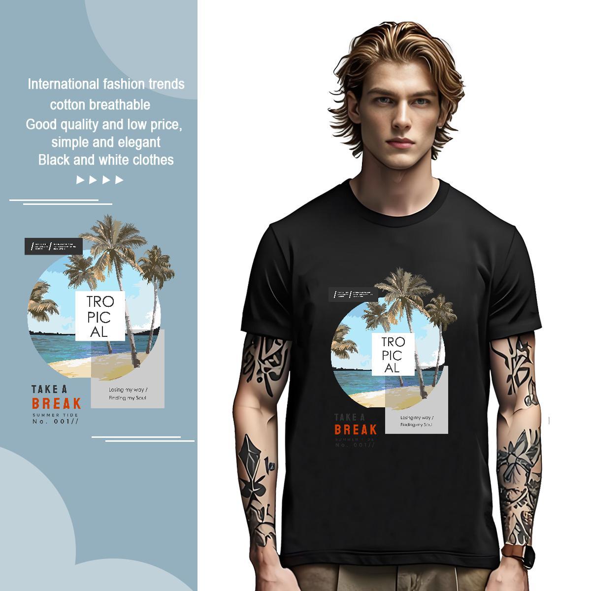 T shirt 230g 100% Cotton beach Daily Outfit Breathable Short Sleeve Graphic Tshirts Custom Loose Tops