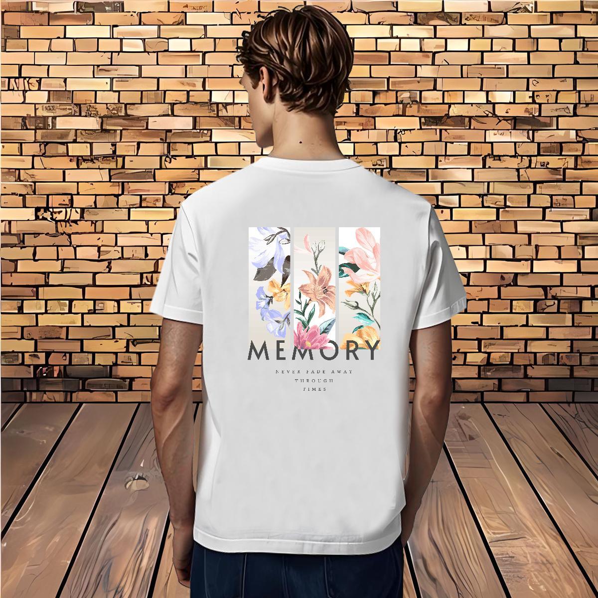 T Shirt For Man 230g Pure Cotton flower Hip Hop Short Sleeve Soft Anime Print Men Tops Tees Fashion Designer High Quality Clothes