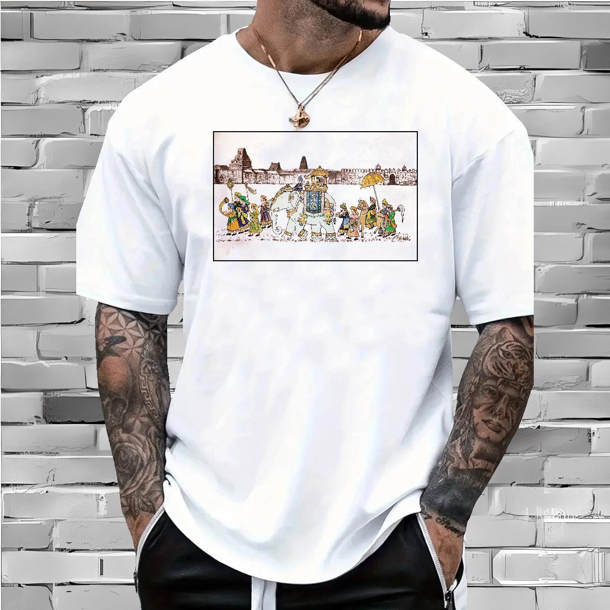 T-Shirts for Men 230g Pure Cotton elephant Hip Hop Street Breathable Crew Neck DIY Printed Tshirt for Man Woman Casual New Soft Polos