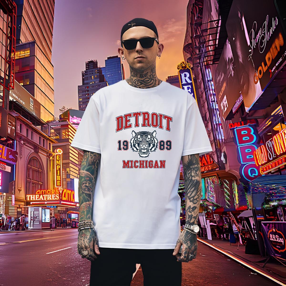 Popular Tshirts 100% Cotton 230g tiger T-Shirts for Men Casual Short Sleeve Soft Anime Print New Arrival Tees