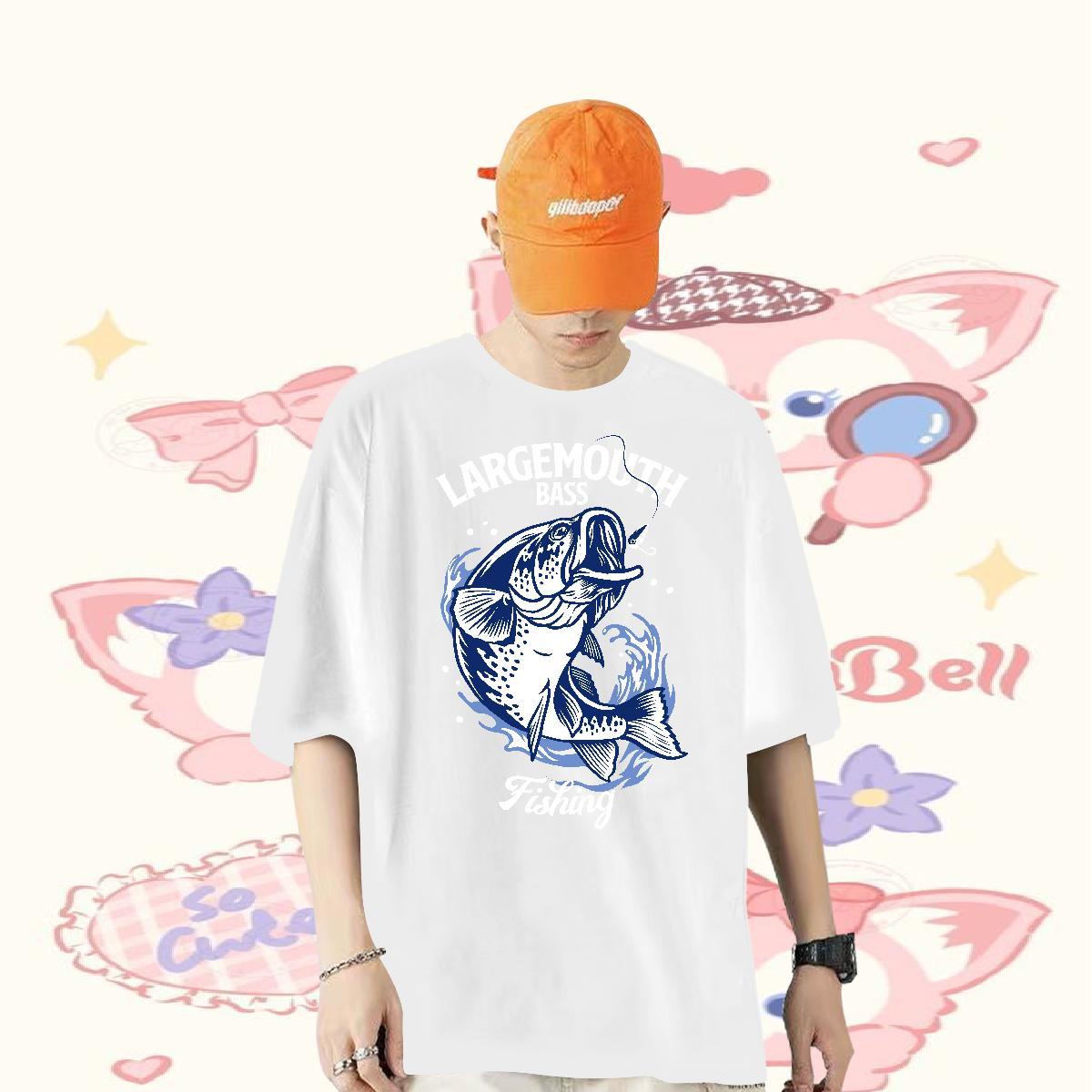 2024 Designer Man T Shirts 100% Cotton 230g fish Anime Printing Street Clothes Round Neck Short Sleeve Classic Men Tshirts Floral Print