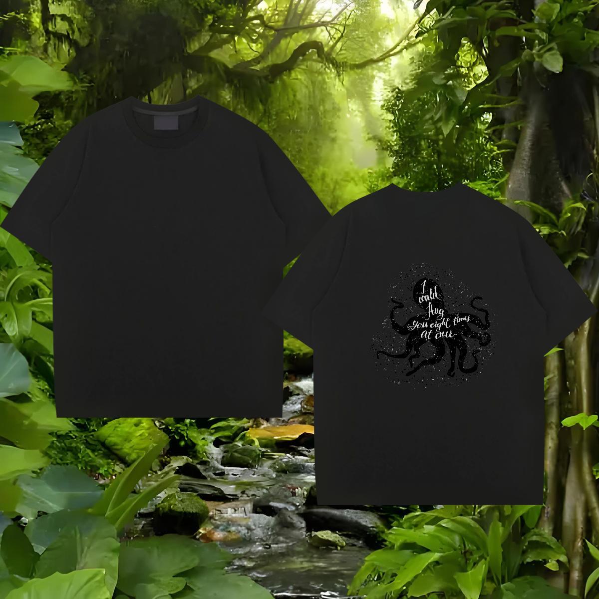 Fashion Designer Man T Shirts 230g Pure Cotton octopus Outdoor Clothes Crew Neck Loose Tshirt for Man Woman Cartoon Print
