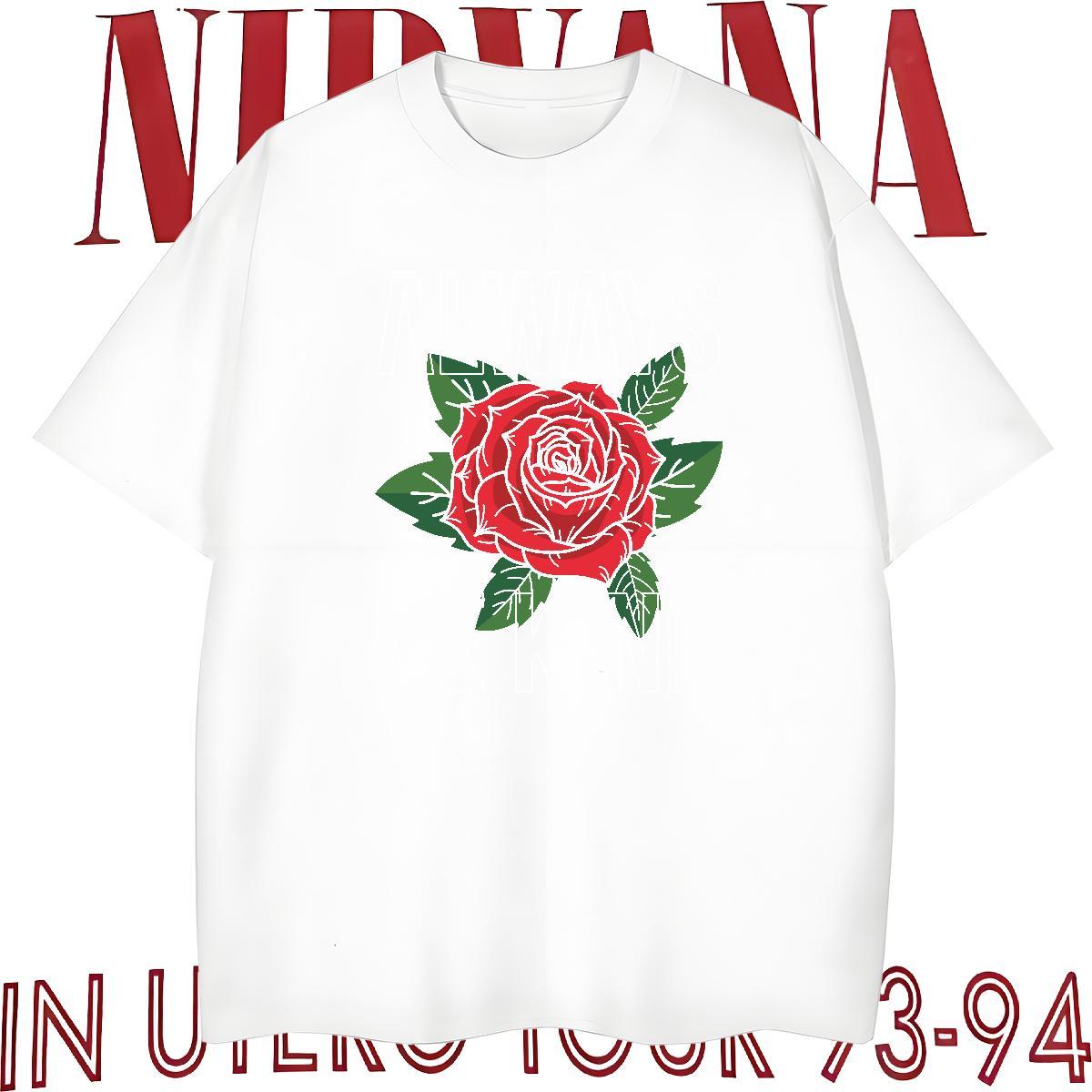 Factory Direct T-Shirts for Men 230g Cotton rose Beach Tshirts Crew Neck Breathable Cool Men Tops Tees Graphic