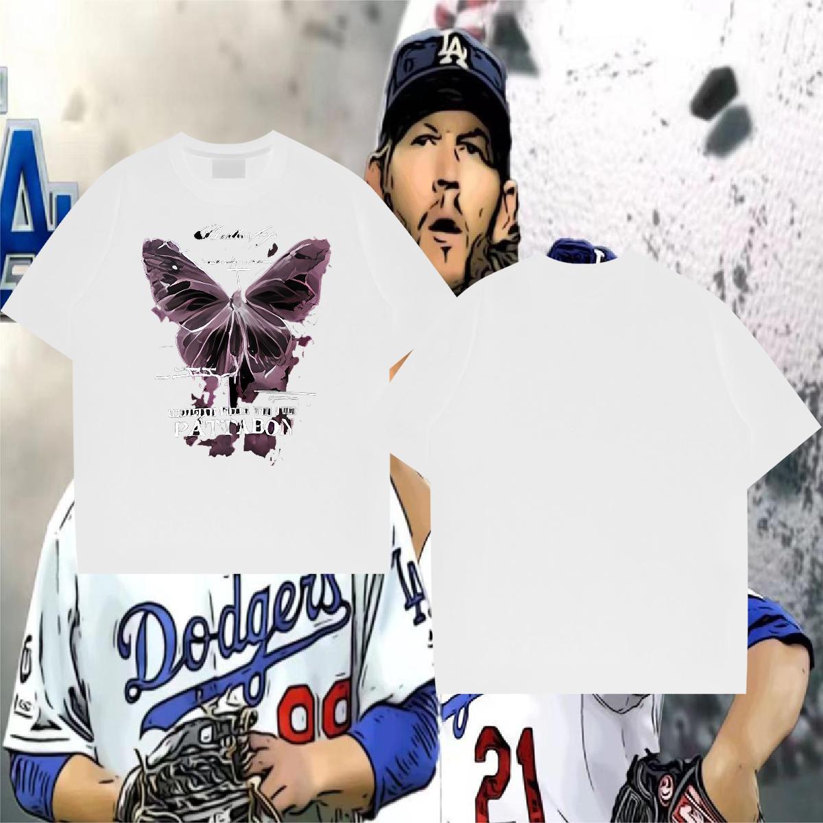 2024 Designer T Shirt For Man 230g Cotton Butterfly Summer Casual Tees Shirts Crew Neck Breathable Cool Design Tshirts Asian Size