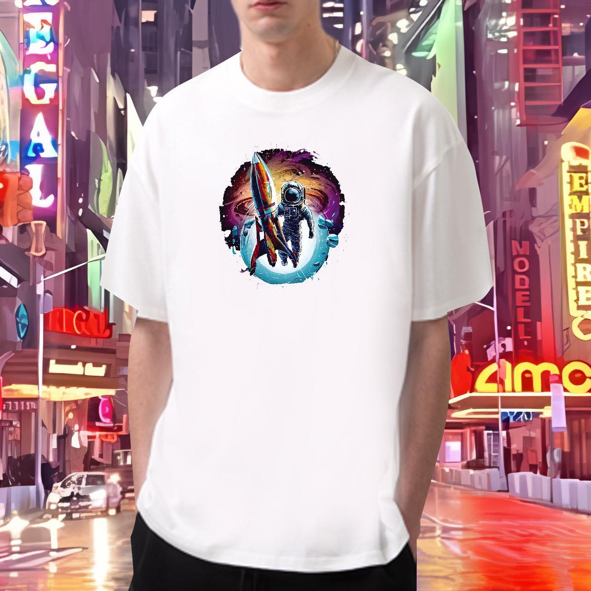 T-Shirts for Men 230g Pure Cotton universe Daily Wear O Neck Short Sleeves Black White Men Clothes T-Shirt Factory Direct TOP Quality Tees Shirts