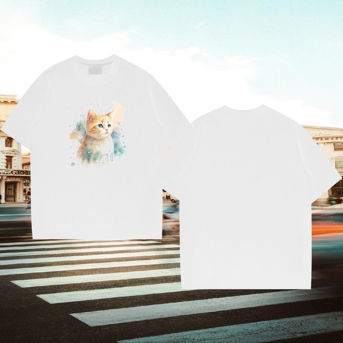 Designer Fashion T-Shirts 230g Cotton cat Home Outdoor Tee Shirt Breathable High Quality Mens Tshirts Customized