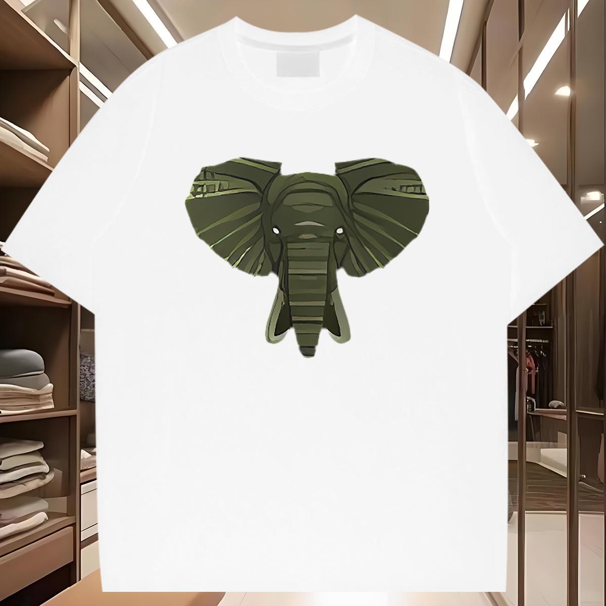 T Shirts Men 100% Cotton 230g Elephant Outdoor O-Neck Short Sleeve Black White Mens Tshirts Fashion Design Unisex Tops