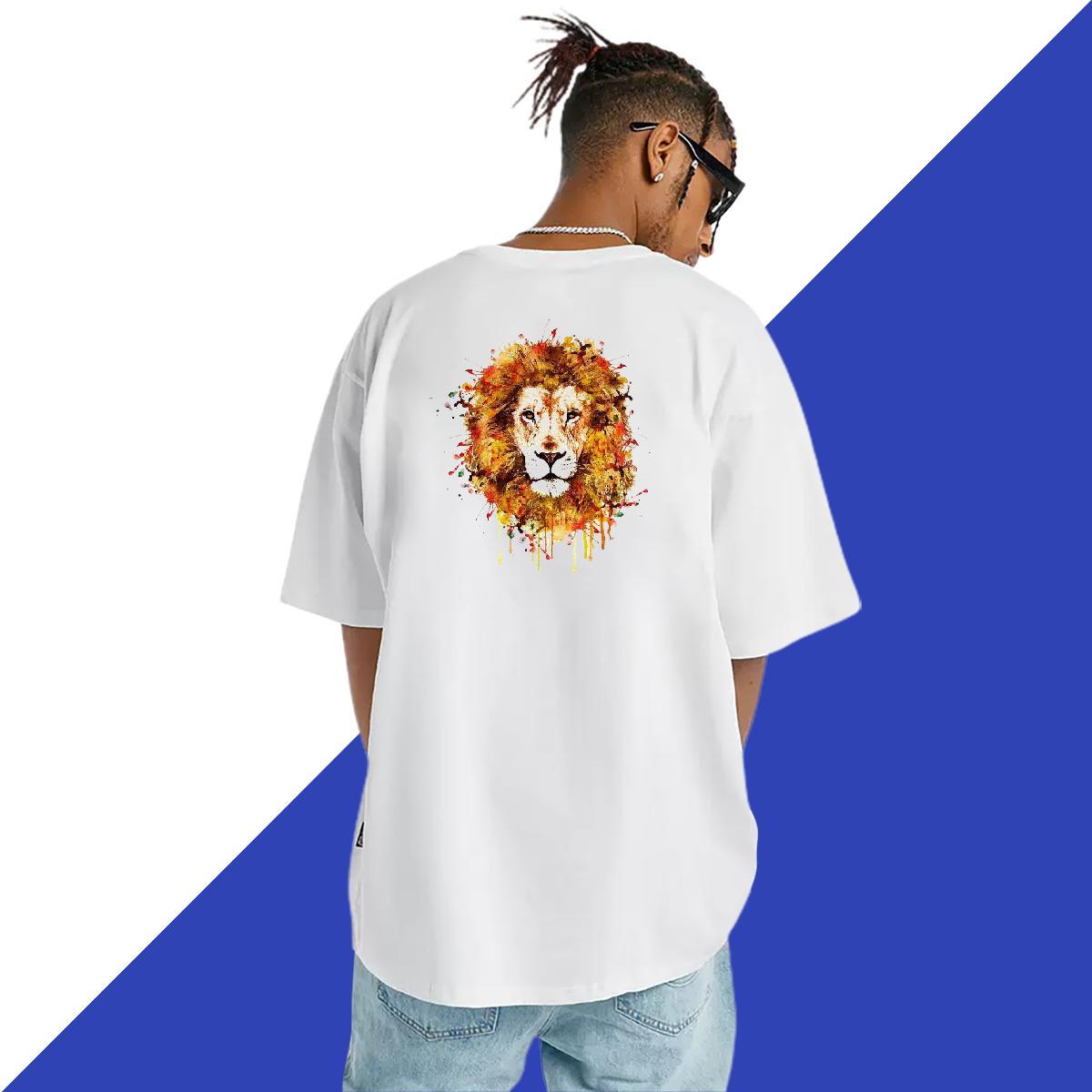 Designer Fashion T shirt 230g Pure Cotton lion Street Tee Shirt O-Neck Short Sleeve Loose Men Clothes T-Shirt Custom Anime