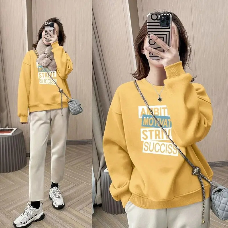 Autumn and Winter Sweaters Womens Loose Fitting Hooded Round Neck Long Sleeved Upper Garment Womens Thin Style Style 240806