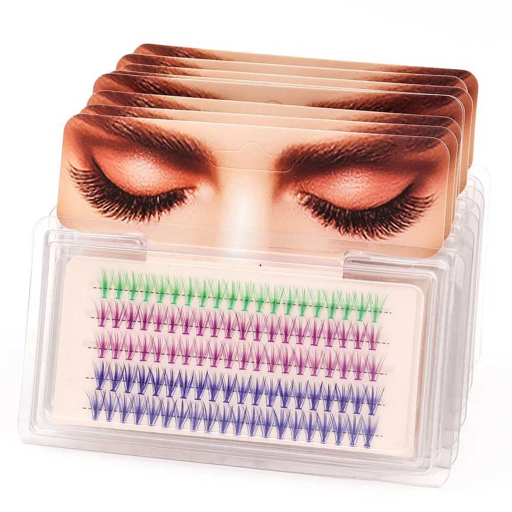 JMER Blue Purple Mixed Color Lash Clusters Lash Extension Natural Soft Volume Effect Artificial Rabbit Personal Makeup Cilias W240803