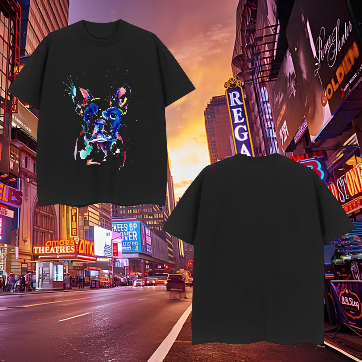 Comfortable Men Tshirts 100% Cotton 230g coloful dog T-Shirts for Men Casual Daily Wear Breathable Crew Neck Custom Anime 2024 DIY Polos