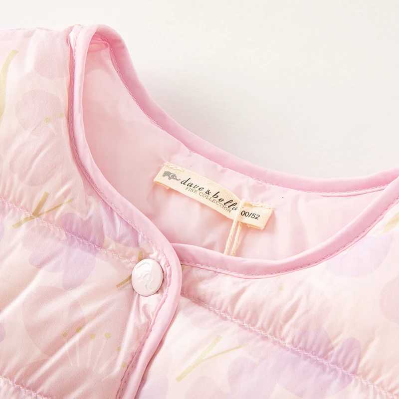 Dave Bella Childrens Down Tank Top 2023 New Autumn Winter Girls Fashion Leisure Cute Sweet Flower Party Outdoor DB12472-CW240724