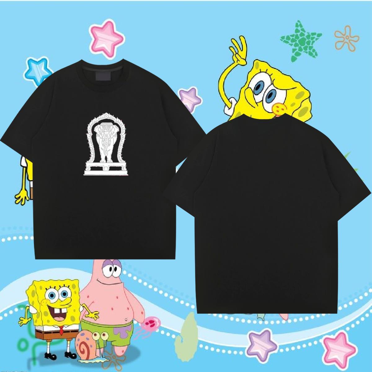 2024 DIY T Shirt For Man 100% Cotton 230g elephant Street Casual Tees Pure Cotton Popular Couples T Shirts Cartoon Printing L-4XL